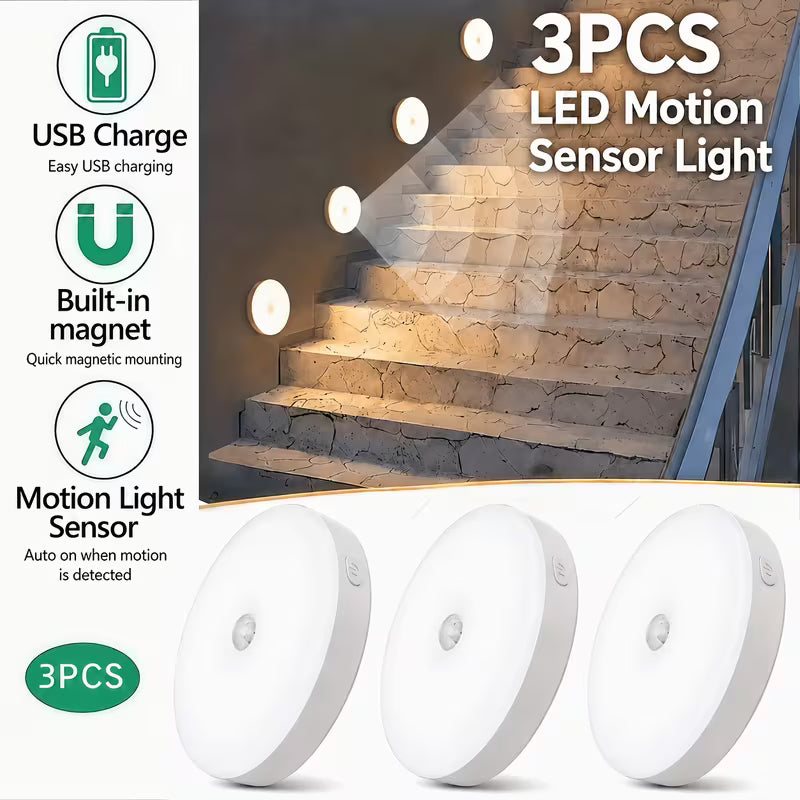 DOMMO™ MotionGlow — 3 oplaadbare bewegingssensorlampen